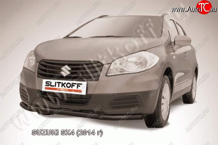 10 499 р. Защита переднего бампер Slitkoff Suzuki SX4 JYB, JYA хэтчбэк дорестайлинг (2013-2016) (Цвет: серебристый)  с доставкой в г. Владивосток