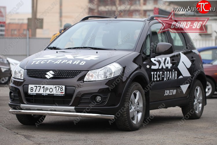 9 404 р. Защита переднего бампера одинарная Souz-96 (d60). Suzuki SX4 JYB, JYA хэтчбэк дорестайлинг (2013-2016)  с доставкой в г. Владивосток