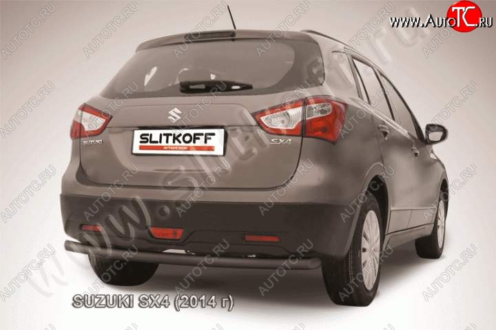 7 599 р. Защита задняя Slitkoff Suzuki SX4 JYB, JYA хэтчбэк дорестайлинг (2013-2016) (Цвет: серебристый)  с доставкой в г. Владивосток