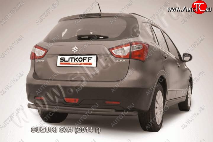 8 999 р. Защита задняя Slitkoff Suzuki SX4 JYB, JYA хэтчбэк дорестайлинг (2013-2016) (Цвет: серебристый)  с доставкой в г. Владивосток