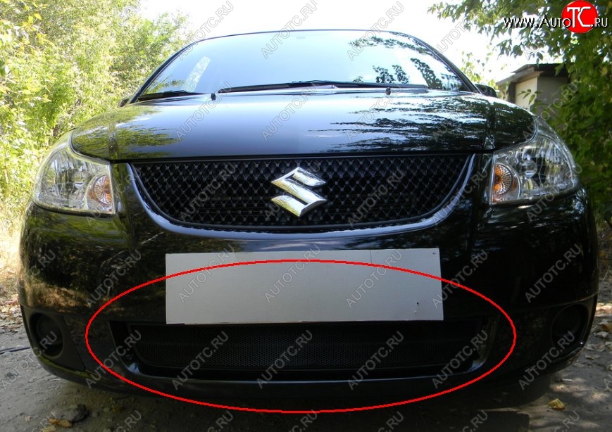 1 469 р. Защитная решётка в воздуховод автомобиля (седан) Russtal (черная) Suzuki SX4 GYA,GYB  рестайлинг, хэтчбэк (2010-2016)  с доставкой в г. Владивосток