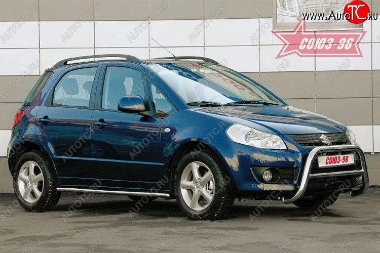 9 899 р. Защита переднего бампера Souz-96 (d60) Suzuki SX4 GYA,GYB  рестайлинг, хэтчбэк (2010-2016)  с доставкой в г. Владивосток