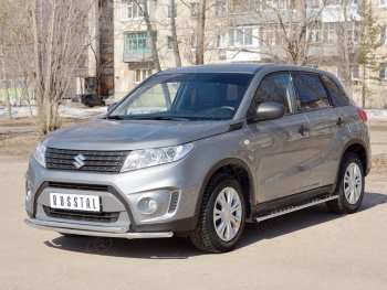 18 799 р. Защита переднего бампера (2 трубыØ42 мм, нержавейка) SLITKOFF  Suzuki Vitara  LY (2015-2019) дорестайлинг  с доставкой в г. Владивосток. Увеличить фотографию 3