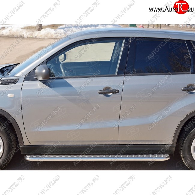 25 849 р. Широкая защита порогов с трубой диаметром 42 мм SLITKOFF v2  Suzuki Vitara  LY (2015-2024) дорестайлинг, рестайлинг  с доставкой в г. Владивосток