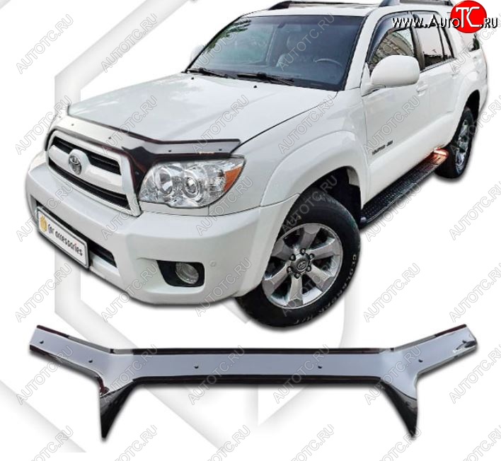 2 599 р. Дефлектор капота CA-Plastiс  Toyota 4Runner  N210 (2005-2009) рестайлинг (Classic черный, Без надписи)  с доставкой в г. Владивосток