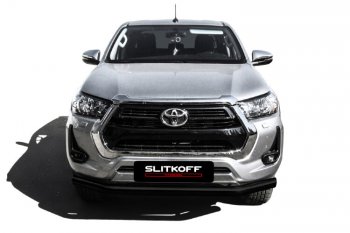 14 899 р. Защита переднего бампера Slitkoff (Ø 76 мм).  Toyota Hilux  AN120 (2017-2020) 1-ый рестайлинг (Сталь с полимерным покрытием. Цвет: черный)  с доставкой в г. Владивосток. Увеличить фотографию 2