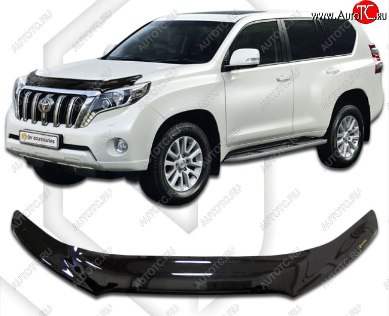 2 359 р. Дефлектор капота CA-Plastiс  Toyota Land Cruiser Prado  J150 (2013-2017) 1-ый рестайлинг (Classic черный, Без надписи)  с доставкой в г. Владивосток