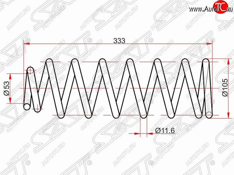 2 899 р. Комплект задних пружин (2 шт) 2WD SAT  Toyota Allion  T240 - Premio  T240  с доставкой в г. Владивосток