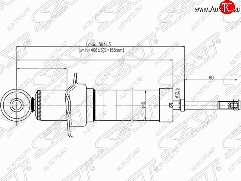 2 599 р. Амортизатор задний SAT (установка на левую или правую сторону) Toyota Crown S180 седан дорестайлинг (2003-2005)  с доставкой в г. Владивосток