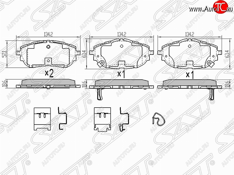 1 549 р. Колодки тормозные (передние) SAT  Toyota Auris  E180 - Corolla ( E150,  E180)  с доставкой в г. Владивосток