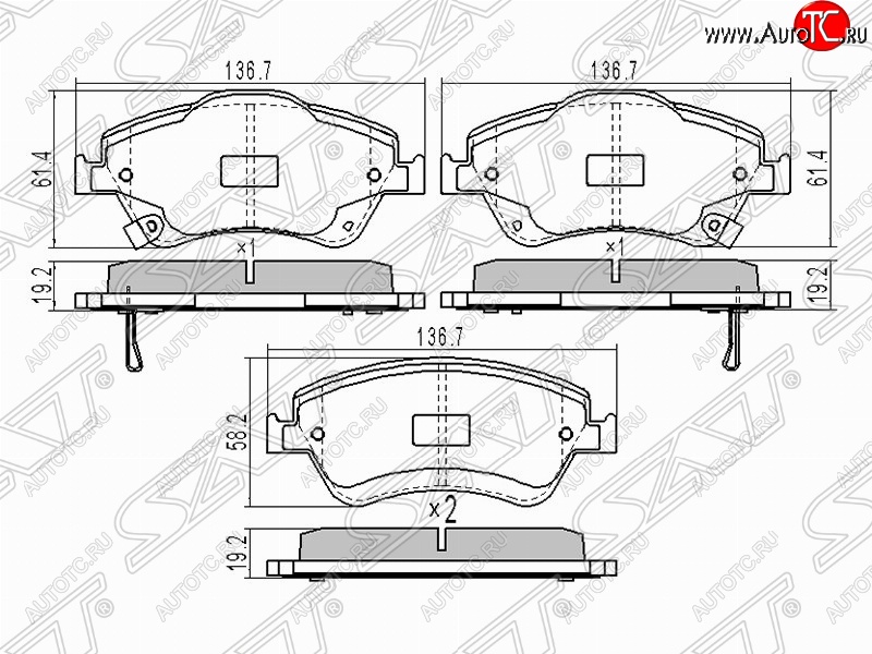 1 359 р. Колодки тормозные (передние) SAT Toyota Corolla E150 седан рестайлинг (2009-2013)  с доставкой в г. Владивосток