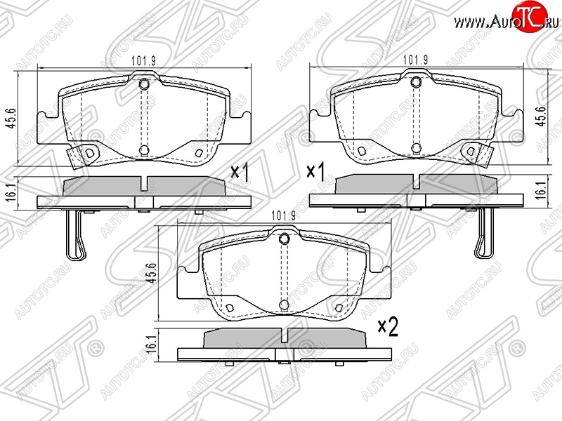 849 р. Колодки тормозные SAT (задние) Toyota Corolla E180 рестайлинг (2016-2019)  с доставкой в г. Владивосток