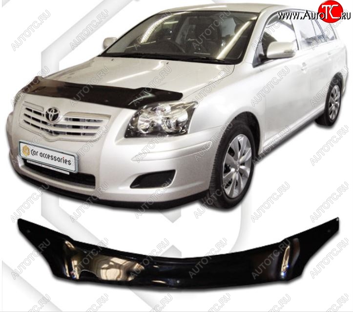 2 079 р. Дефлектор капота CA-Plastiс  Toyota Avensis  T250 универсал (2003-2006) дорестайлинг (Classic черный, Без надписи)  с доставкой в г. Владивосток