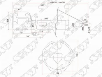 Левый амортизатор передний SAT Toyota Avensis T250 универсал дорестайлинг (2003-2006)