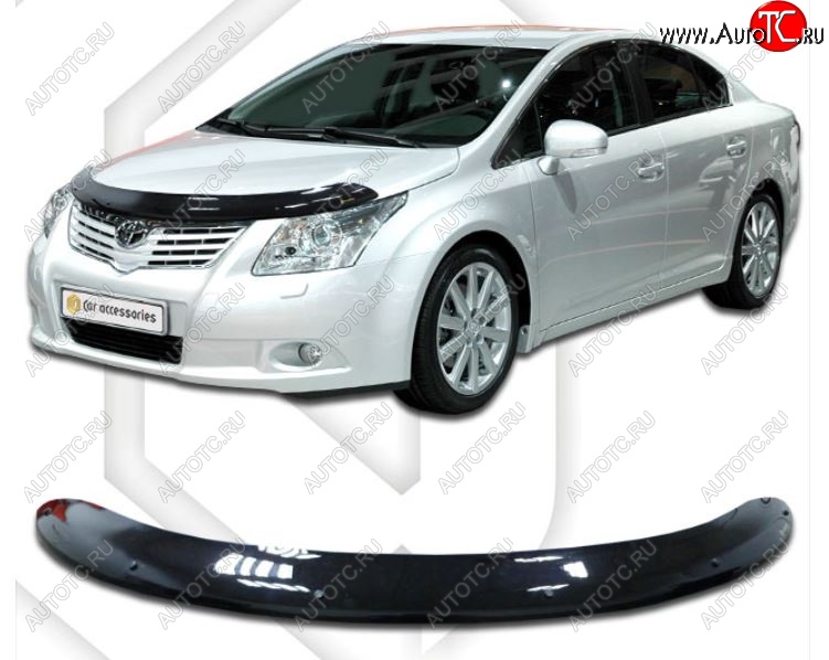 2 199 р. Дефлектор капота CA-Plastiс  Toyota Avensis ( T270 седан,  T270 универсал) (2008-2015) дорестайлинг, дорестайлинг, 1-ый рестайлинг, 1-ый рестайлинг (Classic черный, Без надписи)  с доставкой в г. Владивосток