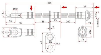 Тормозной шланг SAT (передний) Toyota bB 1 (2000-2005)