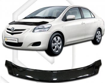 2 099 р. Дефлектор капота (NCP96, KSP92, SCP92) CA-Plastiс  Toyota Belta/Yaris  XP90 (2005-2012) седан (Classic черный, Без надписи)  с доставкой в г. Владивосток. Увеличить фотографию 1