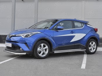 17 299 р. Защита переднего бампера (Ø63 мм, нержавейка) SLITKOFF  Toyota C-HR  NGX10, ZGX10 (2016-2019) дорестайлинг  с доставкой в г. Владивосток. Увеличить фотографию 2