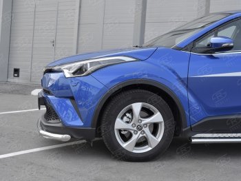 17 299 р. Защита переднего бампера (Ø63 мм, нержавейка) SLITKOFF  Toyota C-HR  NGX10, ZGX10 (2016-2019) дорестайлинг  с доставкой в г. Владивосток. Увеличить фотографию 3