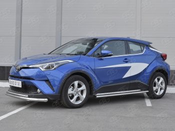 17 699 р. Защита переднего бампера (2 трубы Ø63 и 42 мм, нержавейка) SLITKOFF  Toyota C-HR  NGX10, ZGX10 (2016-2019) дорестайлинг  с доставкой в г. Владивосток. Увеличить фотографию 2