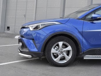 17 699 р. Защита переднего бампера (2 трубы Ø63 и 42 мм, нержавейка) SLITKOFF  Toyota C-HR  NGX10, ZGX10 (2016-2019) дорестайлинг  с доставкой в г. Владивосток. Увеличить фотографию 3