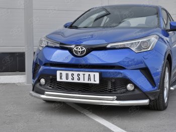 17 699 р. Защита переднего бампера (2 трубы Ø63 и 42 мм, нержавейка) SLITKOFF  Toyota C-HR  NGX10, ZGX10 (2016-2019) дорестайлинг  с доставкой в г. Владивосток. Увеличить фотографию 4