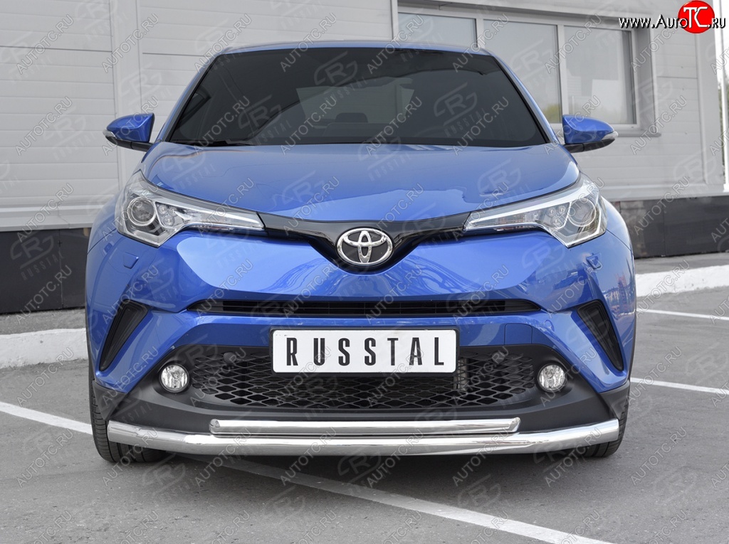 17 699 р. Защита переднего бампера (2 трубы Ø63 и 42 мм, нержавейка) SLITKOFF  Toyota C-HR  NGX10, ZGX10 (2016-2019) дорестайлинг  с доставкой в г. Владивосток