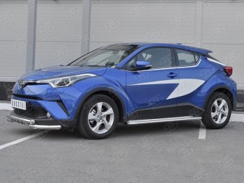 25 999 р. Защита переднего бампера (Ø63 мм с клыками, нержавейка) SLITKOFF  Toyota C-HR  NGX10, ZGX10 (2016-2019) дорестайлинг  с доставкой в г. Владивосток. Увеличить фотографию 2