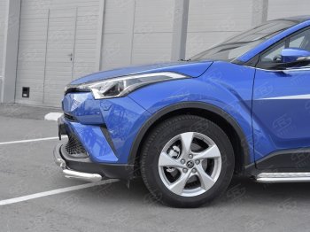 25 999 р. Защита переднего бампера (Ø63 мм с клыками, нержавейка) SLITKOFF  Toyota C-HR  NGX10, ZGX10 (2016-2019) дорестайлинг  с доставкой в г. Владивосток. Увеличить фотографию 3