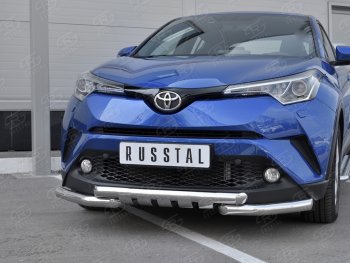 25 999 р. Защита переднего бампера (Ø63 мм с клыками, нержавейка) SLITKOFF  Toyota C-HR  NGX10, ZGX10 (2016-2019) дорестайлинг  с доставкой в г. Владивосток. Увеличить фотографию 4