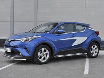 16 999 р. Защита переднего бампера (2 трубы Ø42 мм, нержавейка) SLITKOFF  Toyota C-HR  NGX10, ZGX10 (2016-2019) дорестайлинг  с доставкой в г. Владивосток. Увеличить фотографию 3