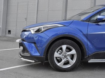 16 999 р. Защита переднего бампера (2 трубы Ø42 мм, нержавейка) SLITKOFF  Toyota C-HR  NGX10, ZGX10 (2016-2019) дорестайлинг  с доставкой в г. Владивосток. Увеличить фотографию 4