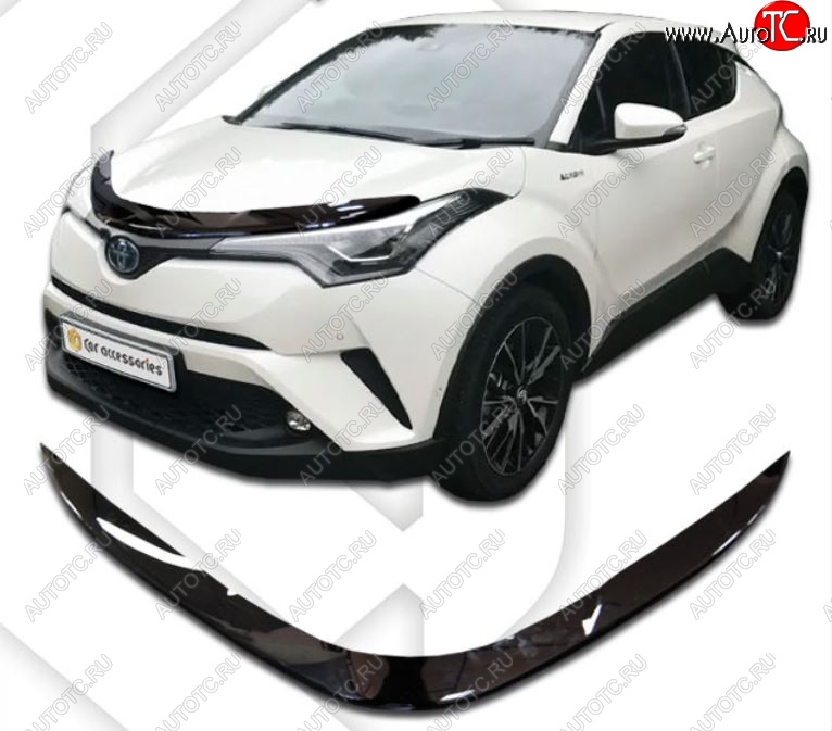 1 999 р. Дефлектор капота CA-Plastiс  Toyota C-HR  NGX10, ZGX10 (2019-2025) рестайлинг (Classic черный, Без надписи)  с доставкой в г. Владивосток