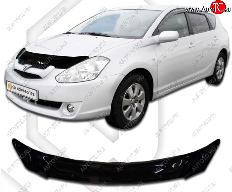 2 079 р. Дефлектор капота CA-Plastiс  Toyota Caldina  T240 (2002-2004) универсал дорестайлинг (Classic черный, Без надписи)  с доставкой в г. Владивосток