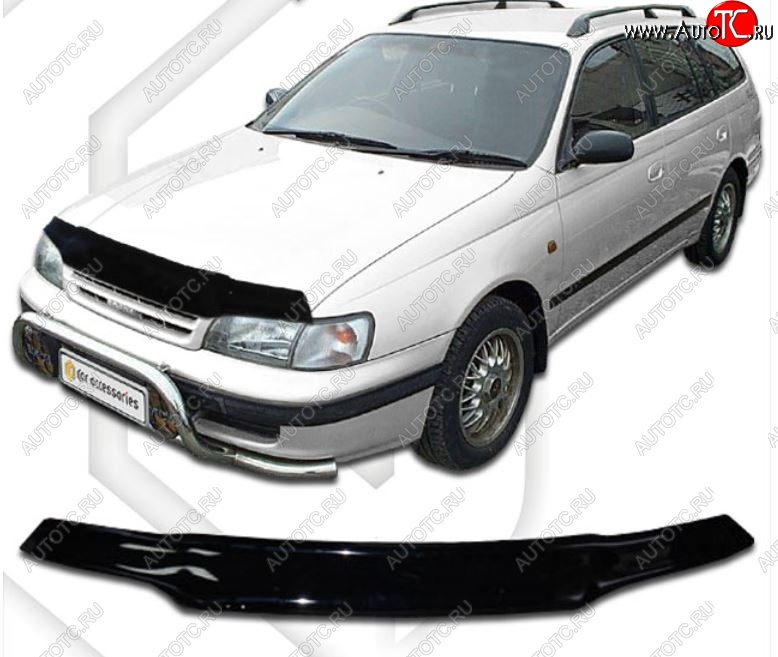 1 999 р. Дефлектор капота CA-Plastiс  Toyota Caldina  T190 (1992-1997) дорестайлинг универсал, рестайлинг универсал (Classic черный, Без надписи)  с доставкой в г. Владивосток