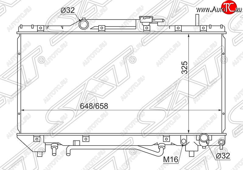 5 749 р. Радиатор двигателя SAT Toyota Caldina T210 дорестайлинг универсал (1997-1999)  с доставкой в г. Владивосток