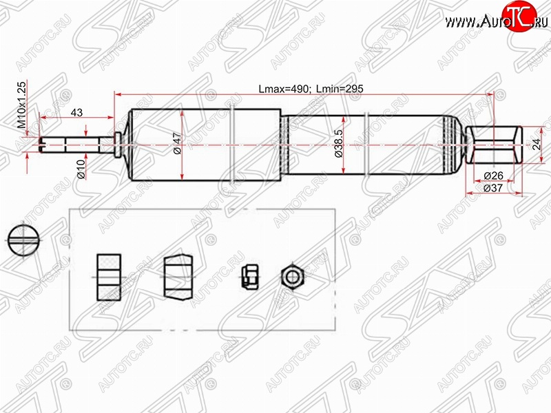 1 559 р. Амортизатор задний SAT Toyota Caldina T190 дорестайлинг универсал (1992-1995)  с доставкой в г. Владивосток