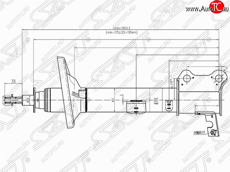 3 899 р. Правый амортизатор задний SAT Toyota Carina Е210 седан дорестайлинг (1996-1998)  с доставкой в г. Владивосток