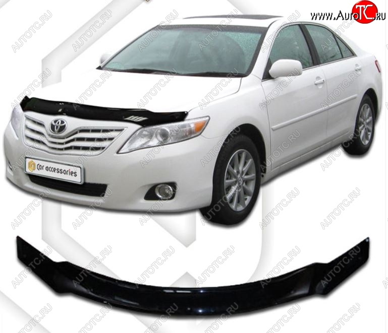 2 189 р. Дефлектор капота CA-Plastiс  Toyota Camry  XV40 (2009-2011) рестайлинг (Classic черный, Без надписи)  с доставкой в г. Владивосток