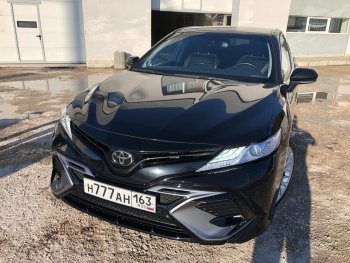 14 699 р. Накладка переднего бампера Yurol Toyota Camry XV70 дорестайлинг (2017-2021) (Неокрашенная)  с доставкой в г. Владивосток. Увеличить фотографию 3