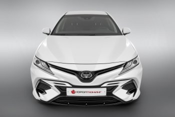 17 999 р. Накладка в центральный воздухозаборник переднего бампера Harius Toyota Camry XV70 дорестайлинг (2017-2021) (Неокрашенная)  с доставкой в г. Владивосток. Увеличить фотографию 2