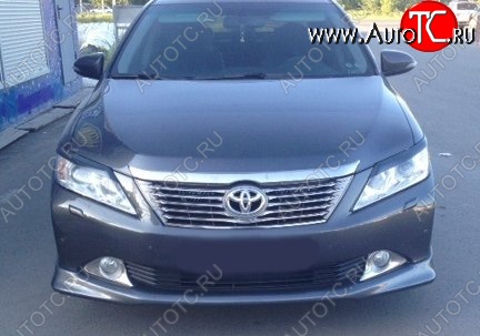 3 999 р. Накладка на передний бампер CT Toyota Camry XV50 дорестайлинг (2011-2014) (Неокрашенная)  с доставкой в г. Владивосток