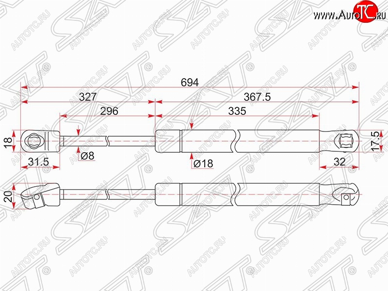 939 р. Упор капота SAT (газовый, LH=RH)  Toyota Camry ( XV50,  XV55) (2011-2018) дорестайлинг, 1-ый рестайлинг, 2-ой рестайлинг  с доставкой в г. Владивосток