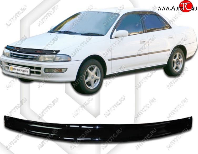 1 999 р. Дефлектор капота CA-Plastiс  Toyota Carina  T190 (1992-1994) седан дорестайлинг (Classic черный, Без надписи)  с доставкой в г. Владивосток