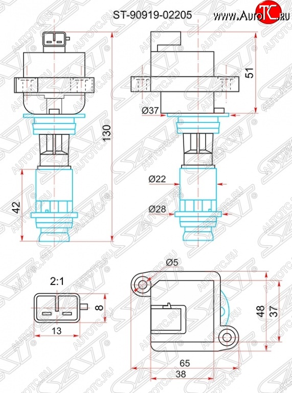 1 599 р. Катушка зажигания SAT  Toyota Chaser - Soarer  3  с доставкой в г. Владивосток