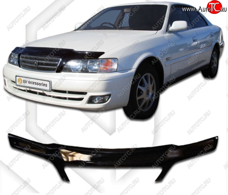 2 199 р. Дефлектор капота CA-Plastiс  Toyota Chaser (1996-2001) (Classic черный, Без надписи)  с доставкой в г. Владивосток