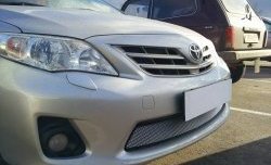 1 539 р. Сетка на бампер Russtal (хром) Toyota Corolla E150 седан рестайлинг (2009-2013)  с доставкой в г. Владивосток. Увеличить фотографию 2