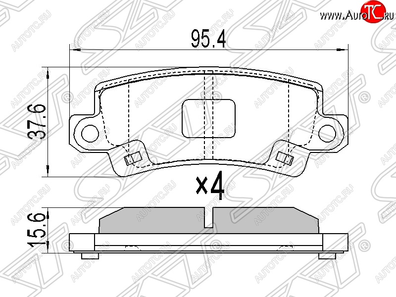 829 р. Колодки тормозные SAT (задние) Toyota Corolla Fielder E120 универсал дорестайлинг (2000-2002)  с доставкой в г. Владивосток