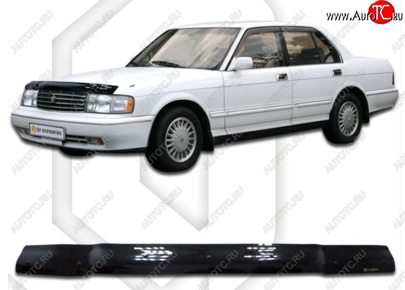 1 899 р. Дефлектор капота CA-Plastiс  Toyota Crown  S130 (1991-1999) седан 2-ой рестайлинг (Classic черный, Без надписи)  с доставкой в г. Владивосток