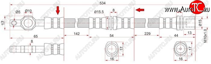 1 339 р. Тормозной шланг SAT (левый/правый)  Toyota Crown  S130 (1991-1999) седан 2-ой рестайлинг, универсал 2-ой рестайлинг  с доставкой в г. Владивосток